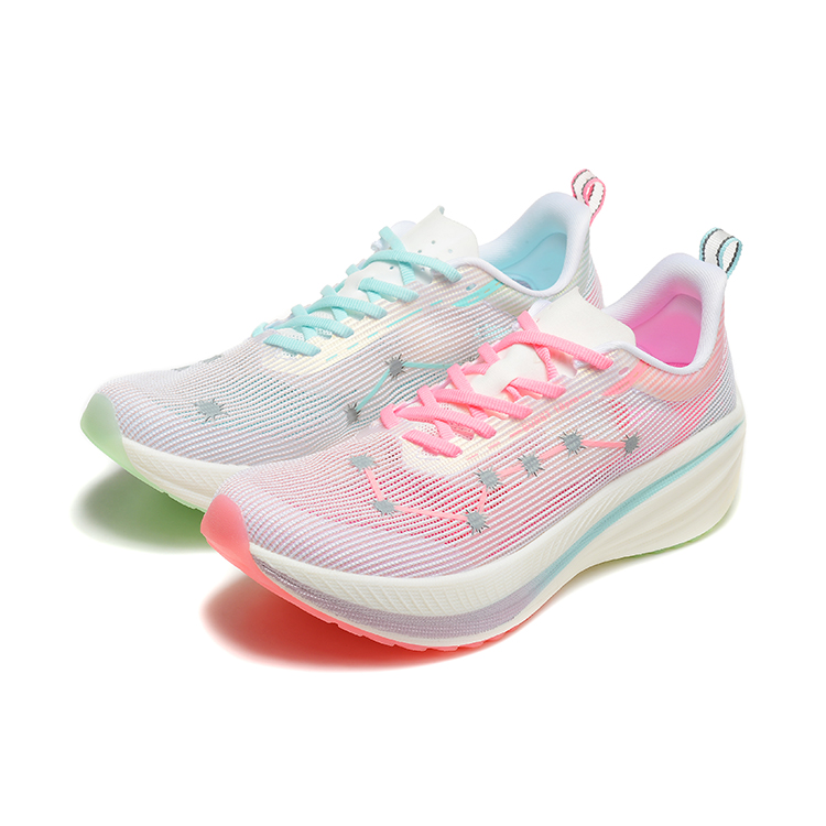 DUANGOU Mesh Low top Running Shoes Unisex Blue Pink Mismatched