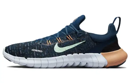 Nike Free RN 5.0 barefoot feeling fabric shock-absorbing, non-slip, wear-resistant, breathable and lightweight, low-top training running shoes, women's model, blue and white