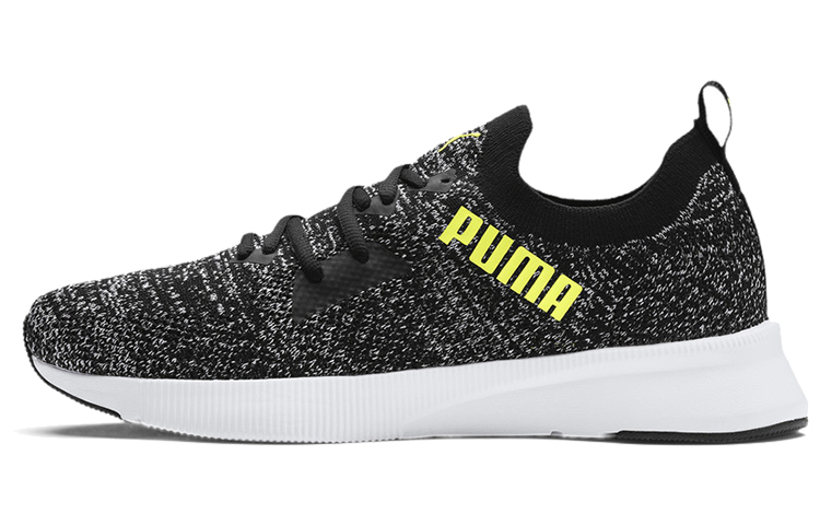 PUMA Flyer Mesh Cushioning Abrasion Resistant Cushioning, Wear Resistant Running Shoes Men's Black White Yellow