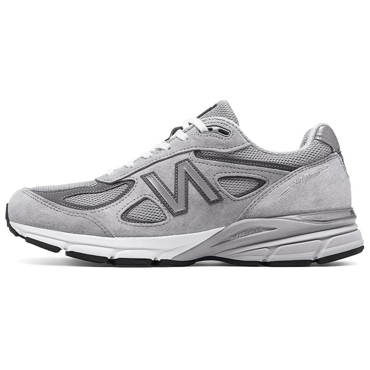New Balance NB 990 V4 retro thick sole fabric artificial leather pigskin shock-absorbing and wear-resistant low-top running shoes men and women same style original gray