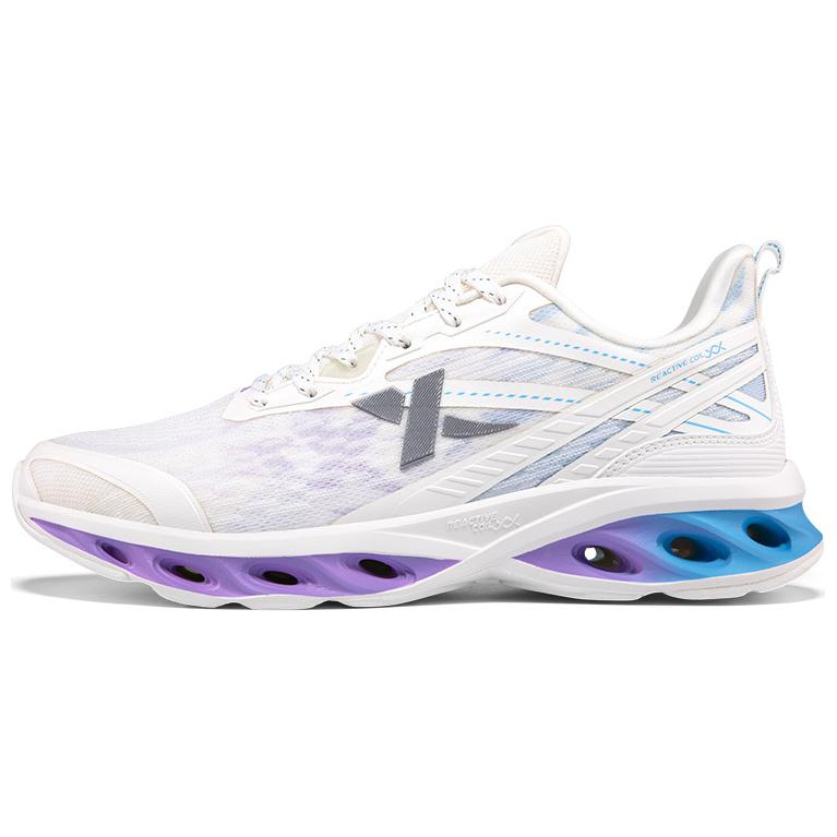 XTEP Cushioning Slip Resistant Abrasion Resistant Rebound Low top Running Shoes Men’s White Blue Purple