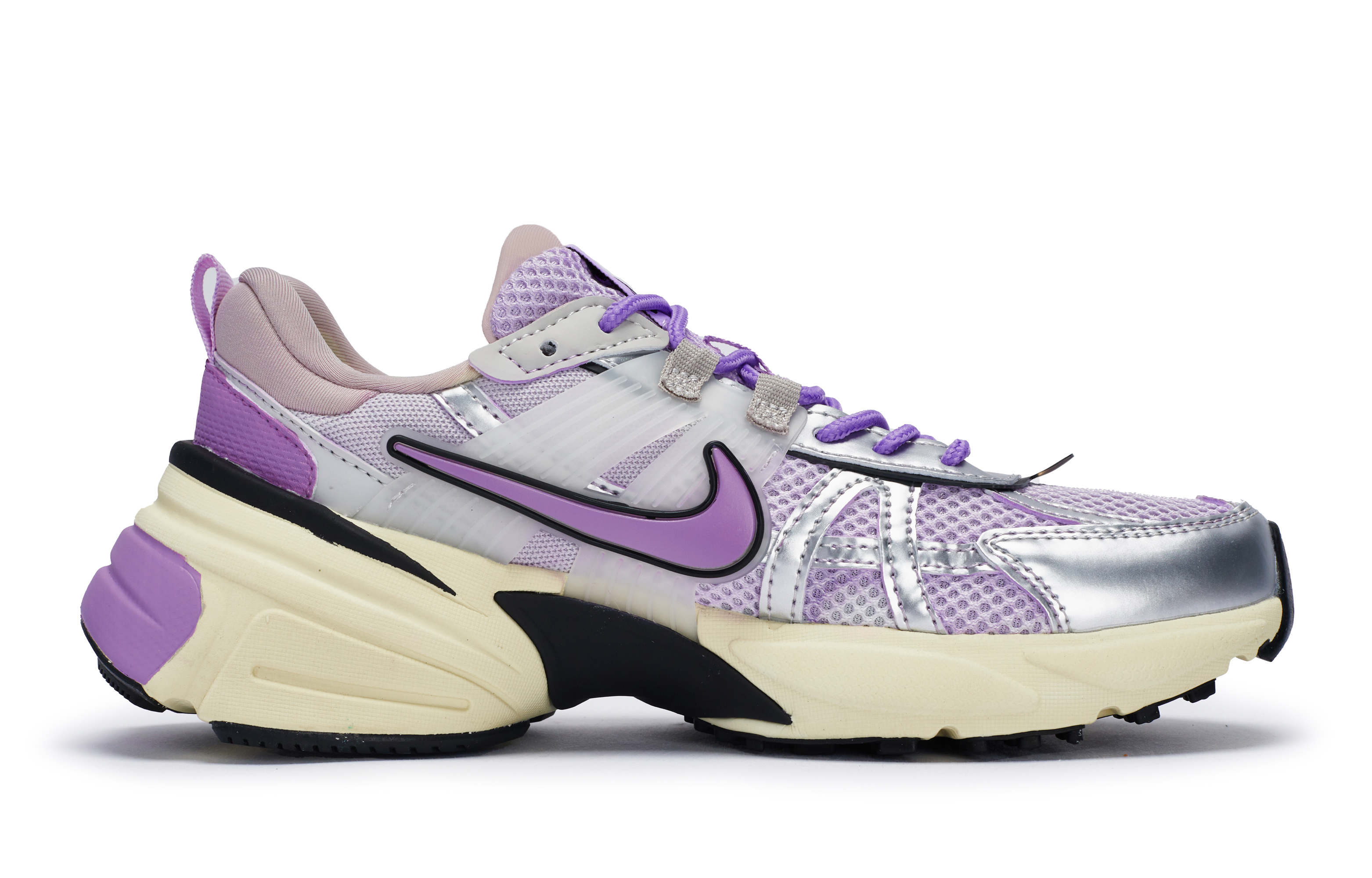 Nike V2K Run Slip Resistant Abrasion Resistant Low top Running Shoes Women’s Green Purple Silver