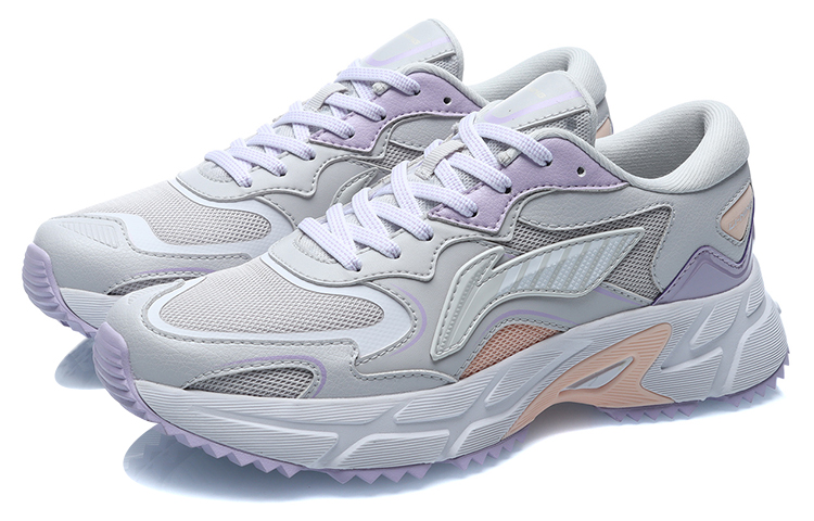Li Ning Slip Resistant Abrasion Resistant Low top Running Shoes Women’s Gray Purple