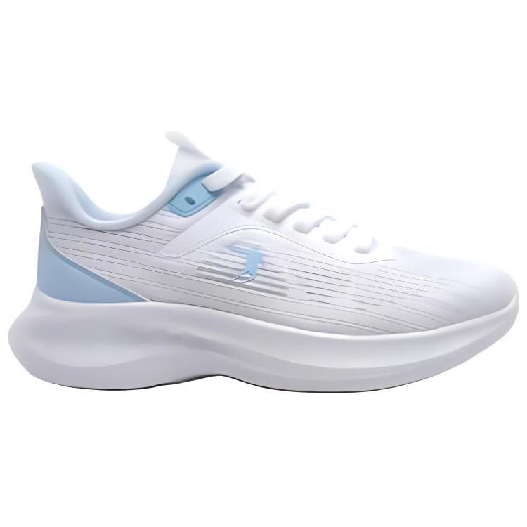 QIAODAN Textile, Synthetic Leather Cushioning Breathable Lightweight Low top Casual Running Shoes Men’s White Blue