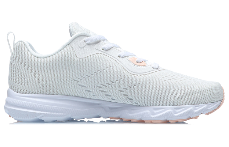 Li Ning Cushioning Slip Resistant Lightweight Breathable Low top Running Shoes Women’s Champagne White
