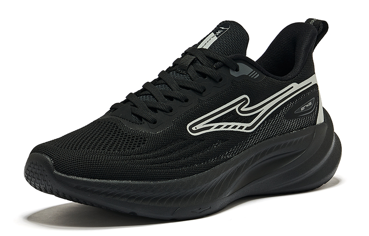 Erke Low top Fabric Cushioning Abrasion Resistant Breathable Running Shoes Men’s Jet Black/Recycling Gray