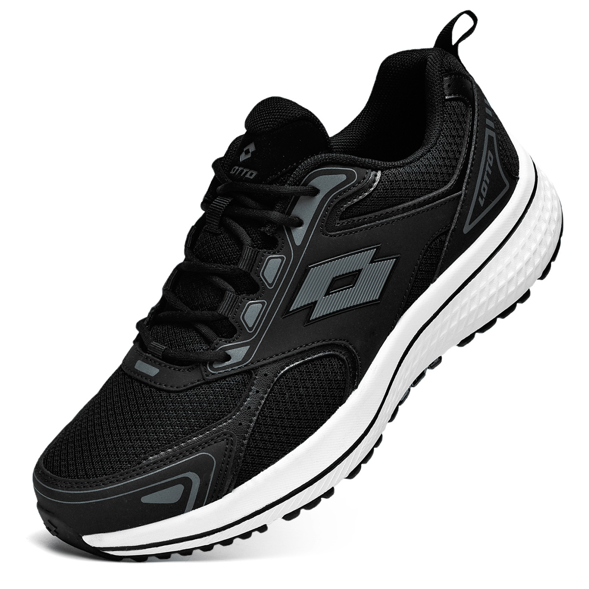 LOTTO Synthetic Leather Cushioning Slip Resistant Abrasion Resistant Low top Training Running Shoes Men’s Black