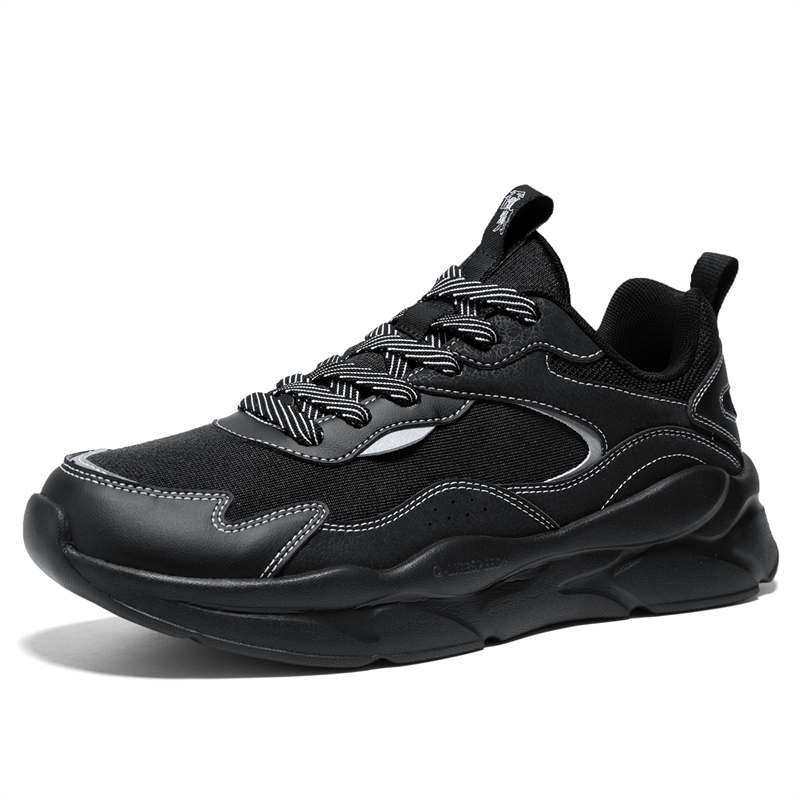 QIAODAN Cushioning Slip Resistant Abrasion Resistant Low top Casual Running Shoes Men’s Black Silver