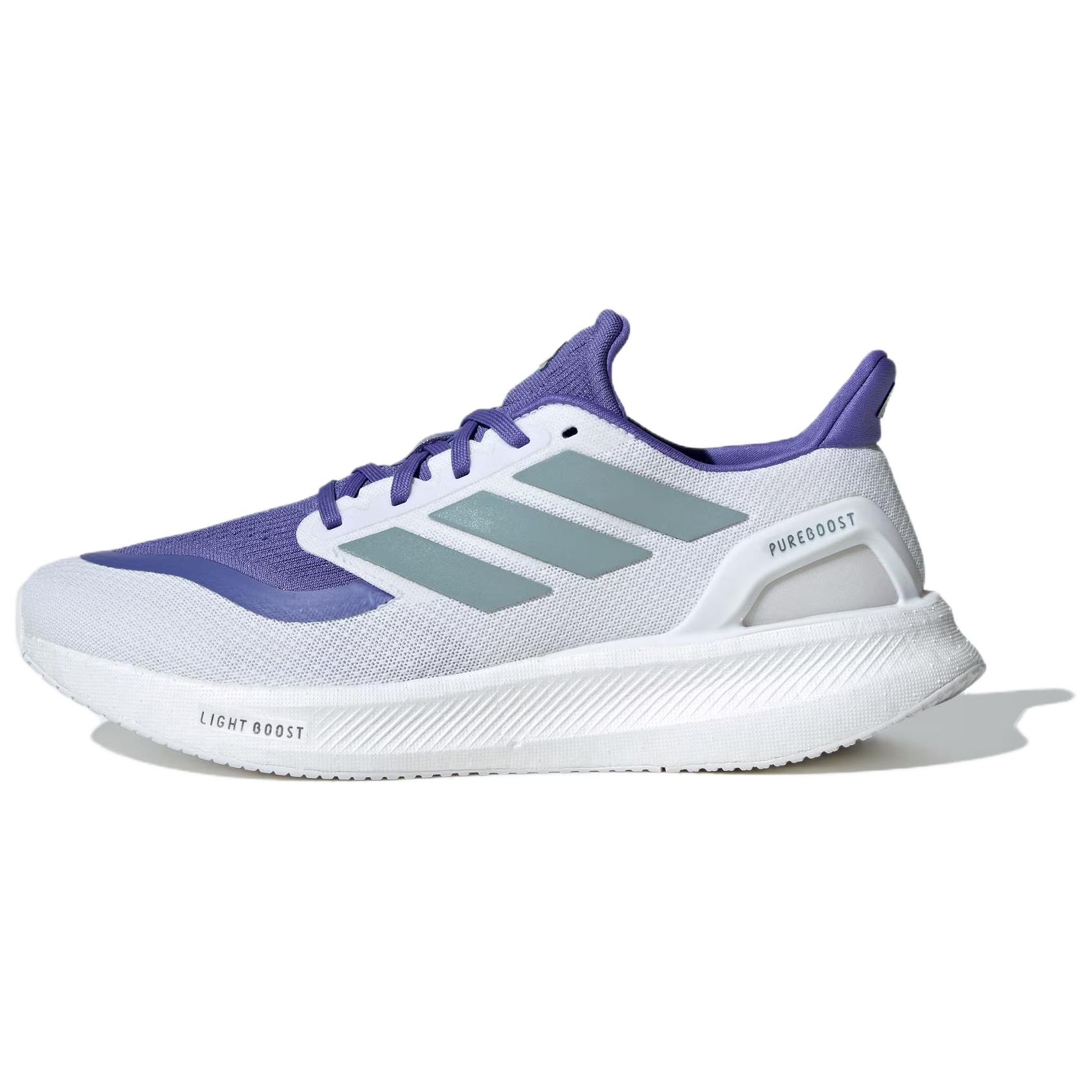 Adidas PUREBOOST 5 comfortable ultra-light non-slip wear-resistant rebound low-top BOOST technology, Adiwear running shoes men's white blue