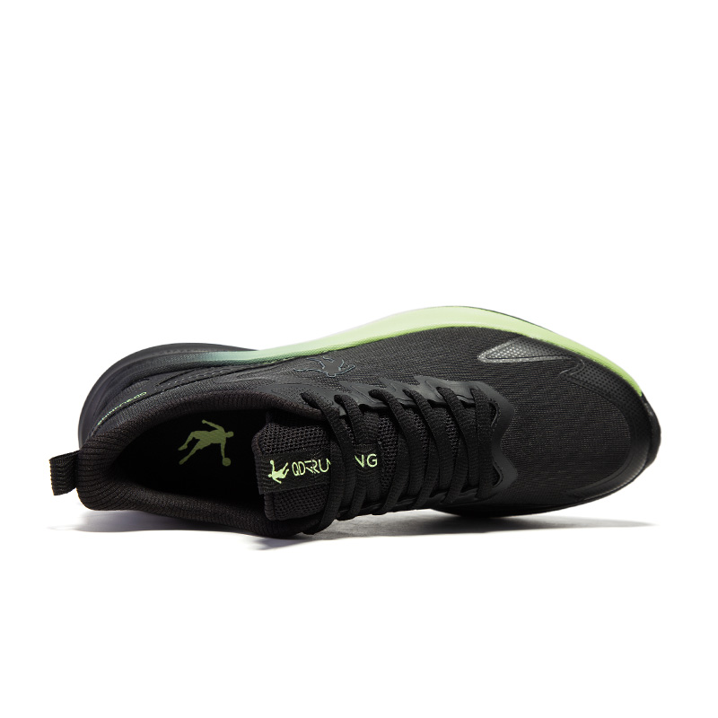 QIAODAN Cushioning Breathable Lightweight Low top Casual Running Shoes Men’s Black Oil Green