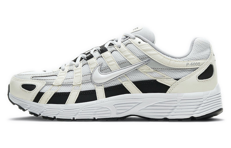 Nike P-6000 Stitched Sports Breathable Low-top Running Shoes Men's Gray White