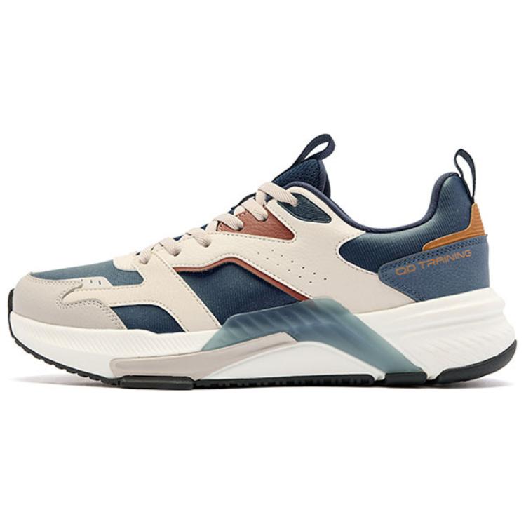 QIAODAN Slip Resistant, Abrasion Resistant, Rebound Low top Casual Running Shoes Men’s Beige Blue