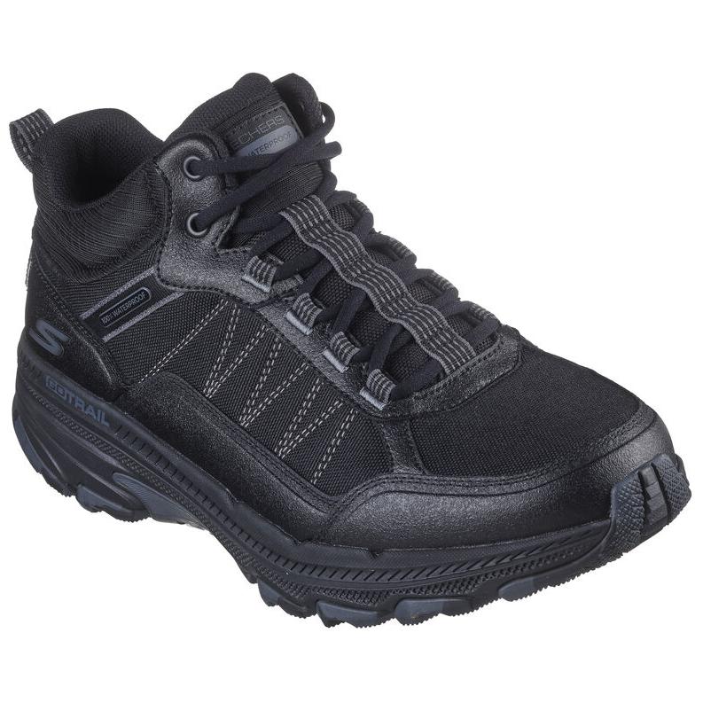 Skechers Go Run Trail Wear resistant And Waterproof Mid top Running Shoes Men’s Black Gray