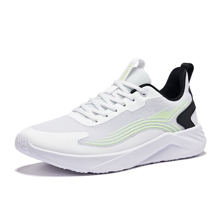 Erke Cushioning Rebound Low top Running Shoes Men’s Erke White Cyan Apple Green