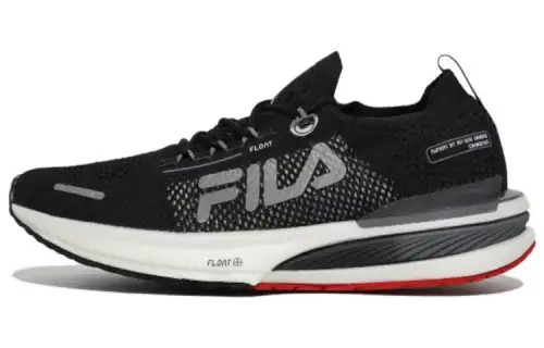 FILA FLOAT ELITE Nylon Abrasion Resistant Low top Running Shoes Men's Black White Red Korean Style