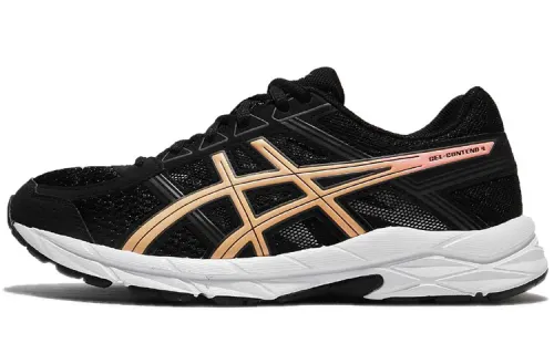 Asics Gel Contend 4 Comfortable Abrasion Resistant Low top Running Shoes Women's Black Gold D Width