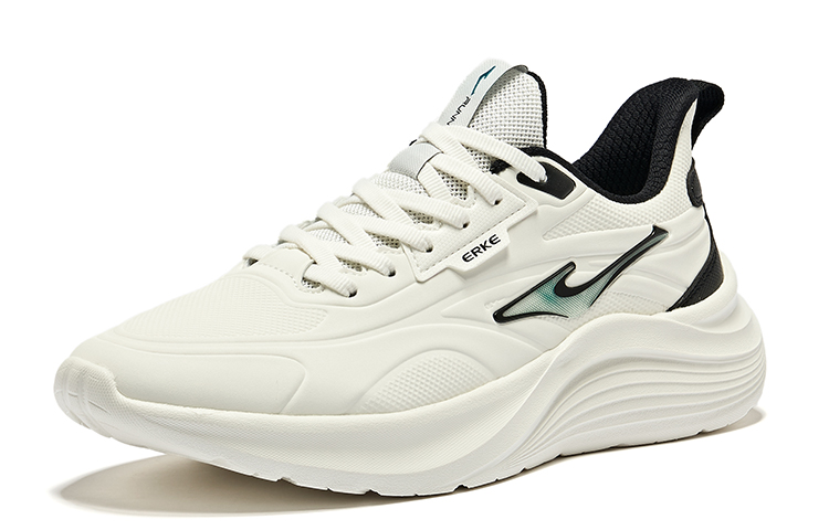 Erke Cushioning Abrasion Resistant Cushioning, Wear Resistant Low top Running Shoes Men’s Microcrystal White Jet Black