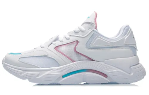 Li Ning Fabric Cushioning Slip Resistant Abrasion Resistant Low top Running Shoes Women's Standard White