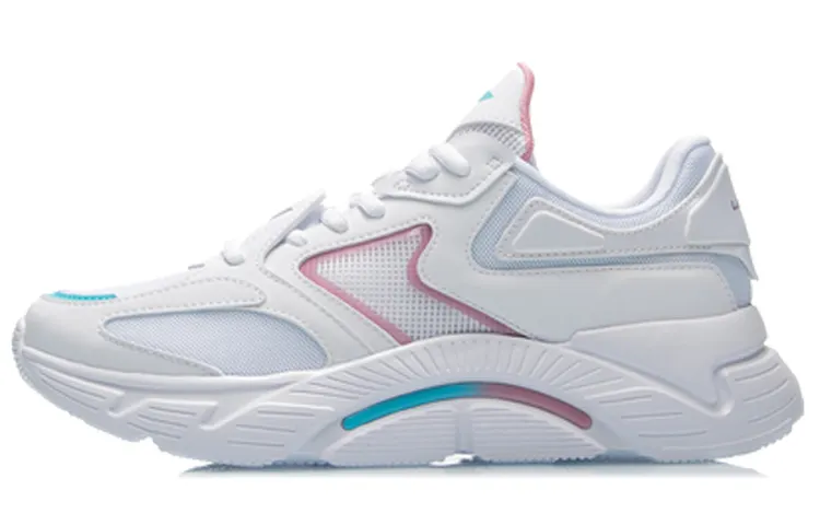 Li Ning Fabric Cushioning Slip Resistant Abrasion Resistant Low top Running Shoes Women's Standard White