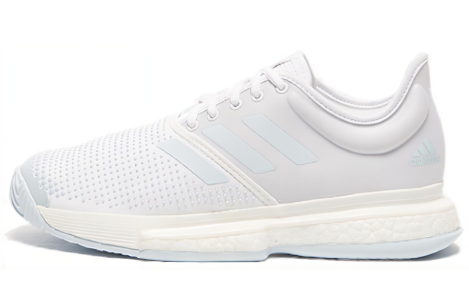 Adidas Solecourt Mesh, Textile Breathable Low top Training Running Shoes Women's White Light Blue