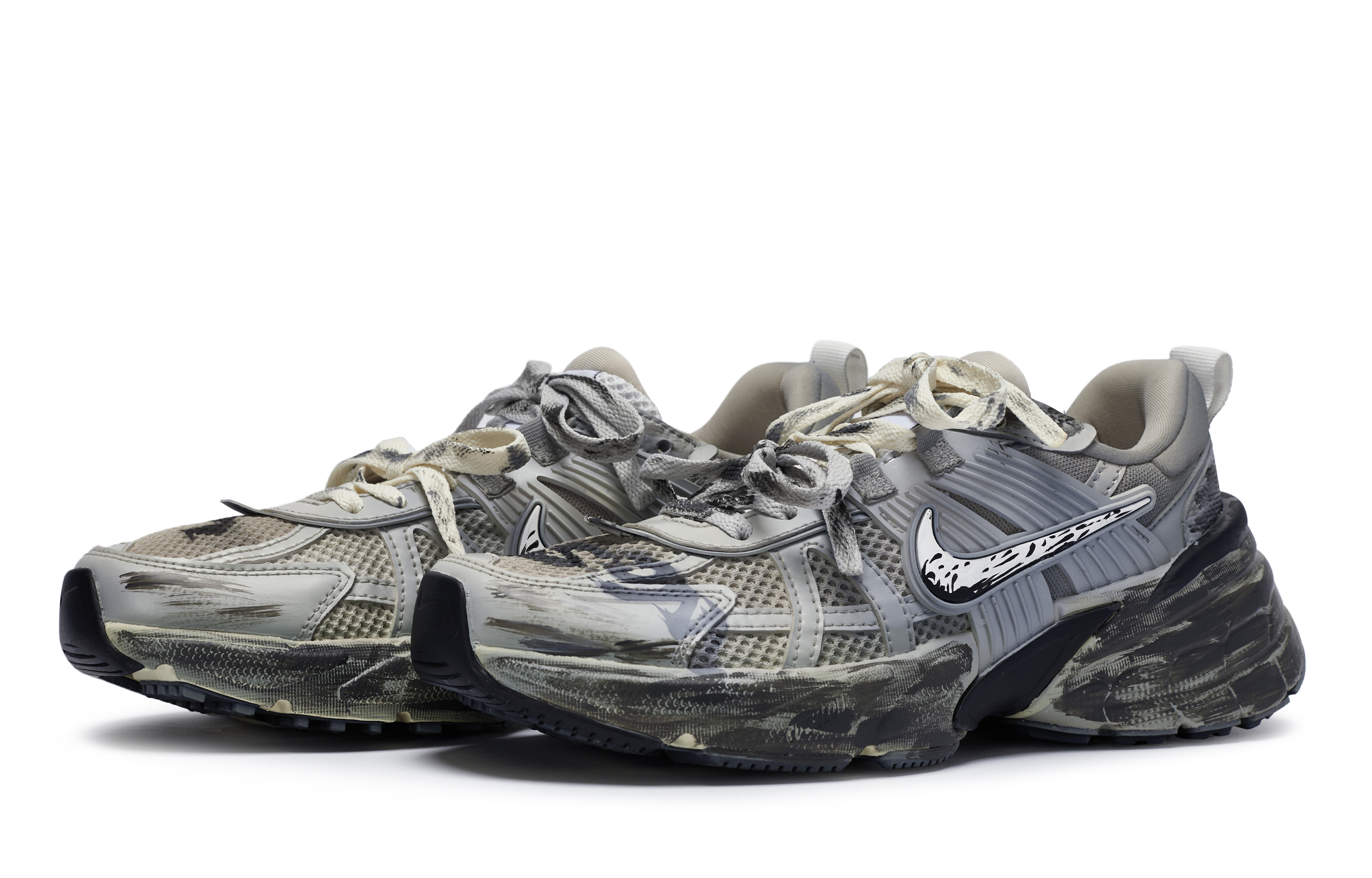 Nike V2K Run Slip Resistant Slip Resistant Low top Running Shoes Unisex Blue Gray Yellow