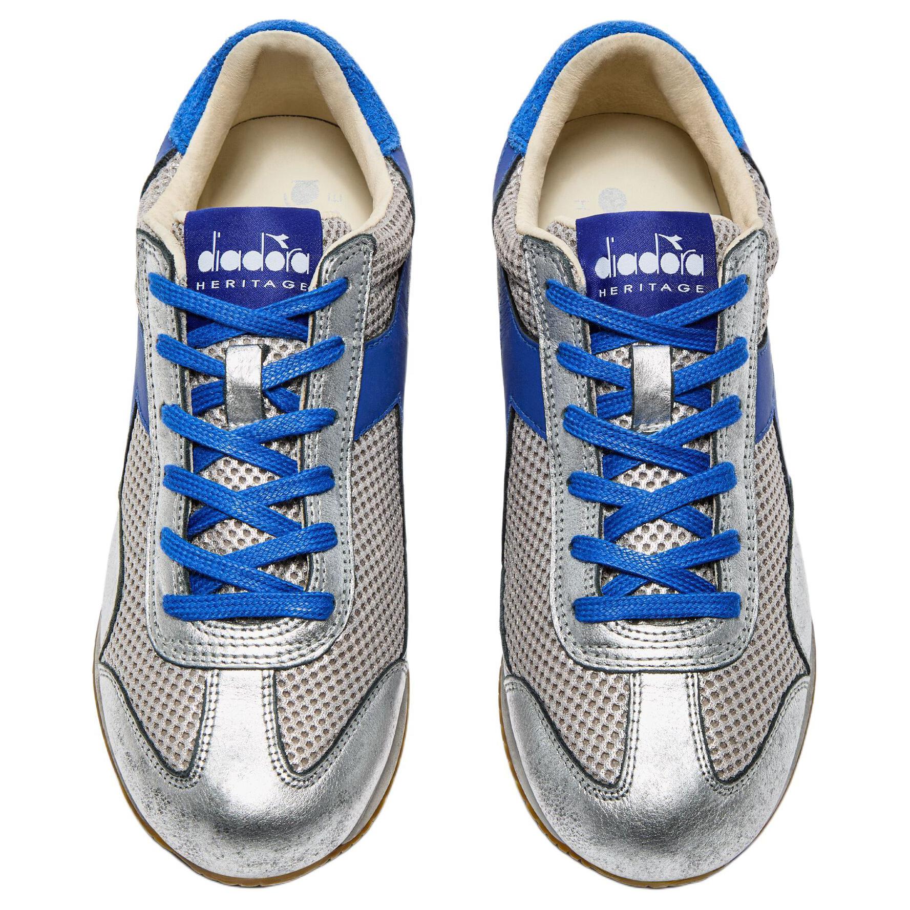 Diadora Heritage Slip Resistant Abrasion Resistant Low top Running Shoes Unisex Silver Blue
