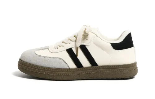 Global HUANQIU Couple's Shoes Velvet and Thickened Second Cotton Classic T-Toe Morality Retro Casual Fashion Niche Versatile Sports Comfortable Non-Slip Waterproof Shock Absorbing Wear-Resistant Lightweight Breathable Low-top Sneakers Uniform Style Beige and Black