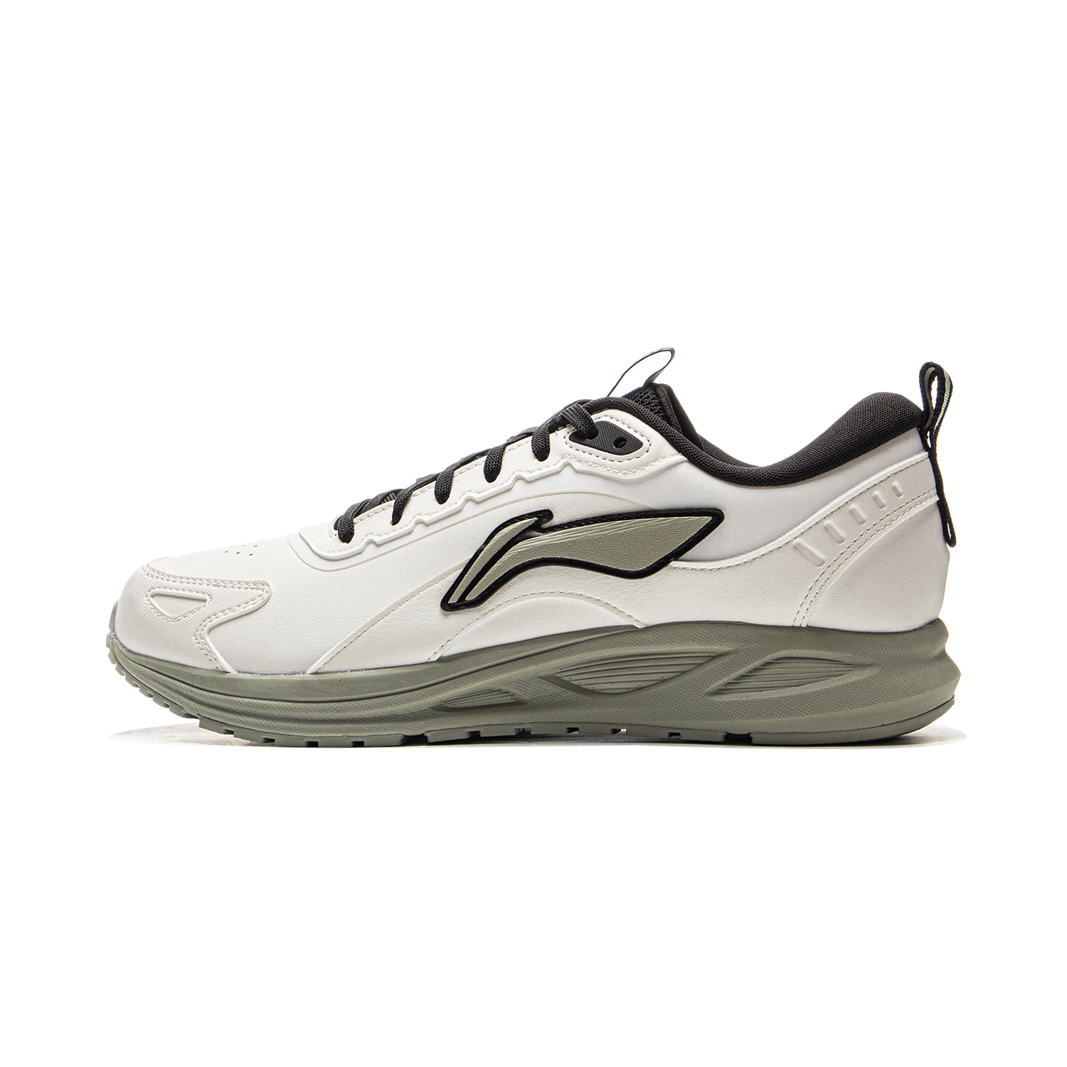 Li Ning Cushioning Slip Resistant Abrasion Resistant Low top Casual Running Shoes Men’s Beige Black Green