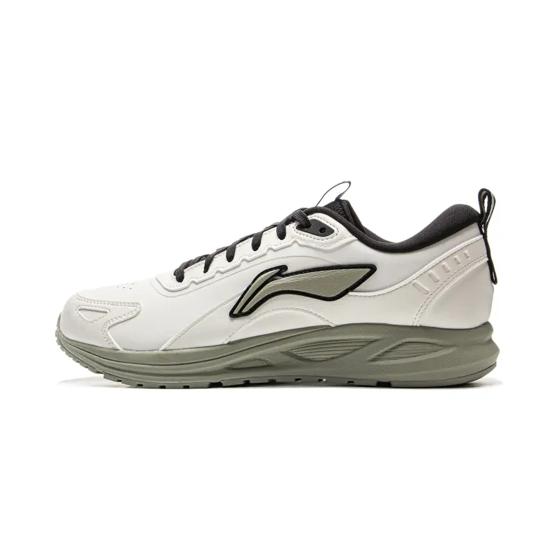 Li Ning Cushioning Slip Resistant Abrasion Resistant Low top Casual Running Shoes Men's Beige Black Green