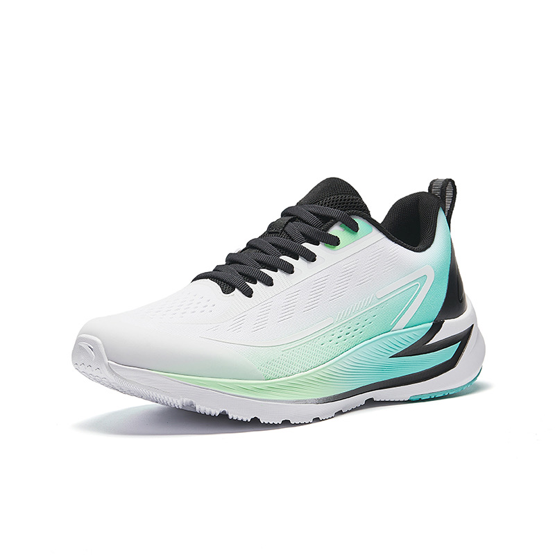 Anta Lightweight Fabric Cushioning Slip Resistant Low top Casual Running Shoes Men’s White Green