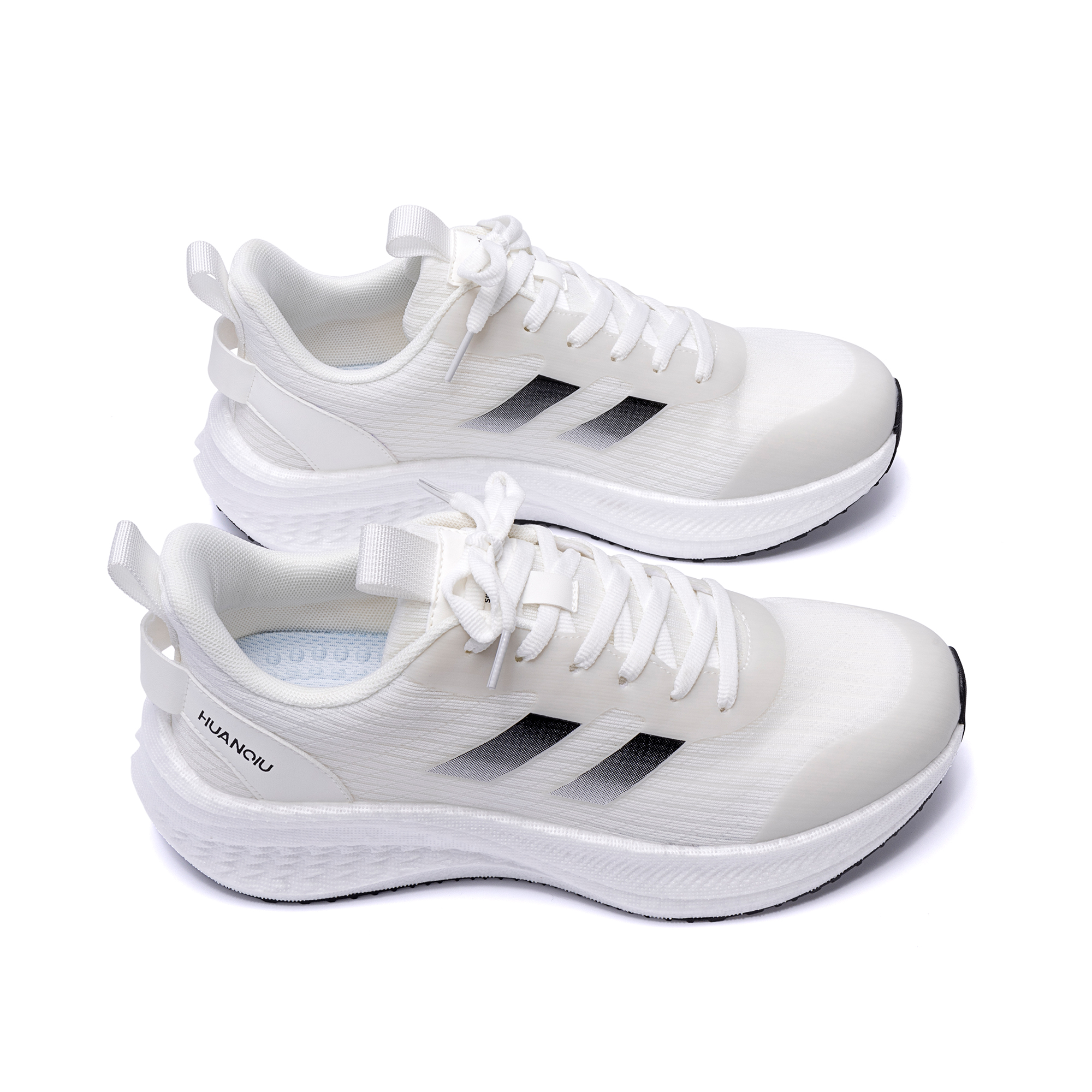 HUANQIU Slip Resistant, Abrasion Resistant, Height Increasing Low top Casual Running Shoes Men’s White