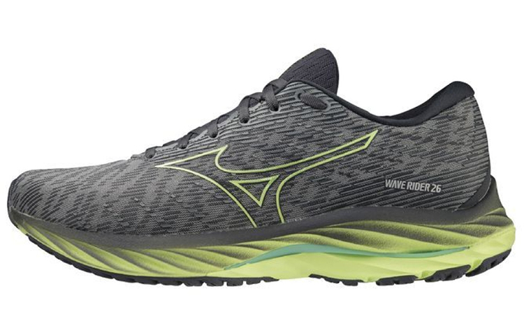 Mizuno Wave Rider 26 comfortable entry-level running shoes, fabric shock-absorbing, breathable, lightweight, wear-resistant and non-slip, low-top, carbon plate, casual running shoes, men's gray green