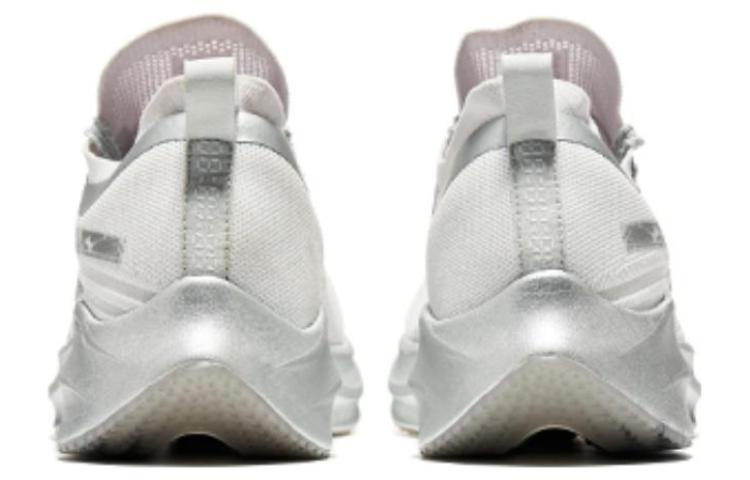 Erke Soft And Comfortable Cushioning Slip Resistant Abrasion Resistant Rebound Low top Running Shoes Men’s White Silver