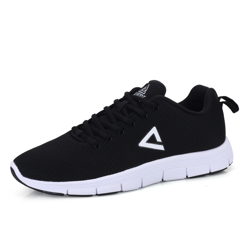 PEAK Fabric Cushioning Breathable Lightweight Low top Running Shoes Men’s Black White