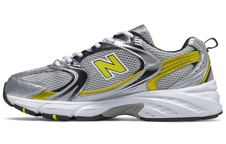 New Balance NB 530 retro sports breathable low-top casual running shoes for men and women, gray and yellow, D wide