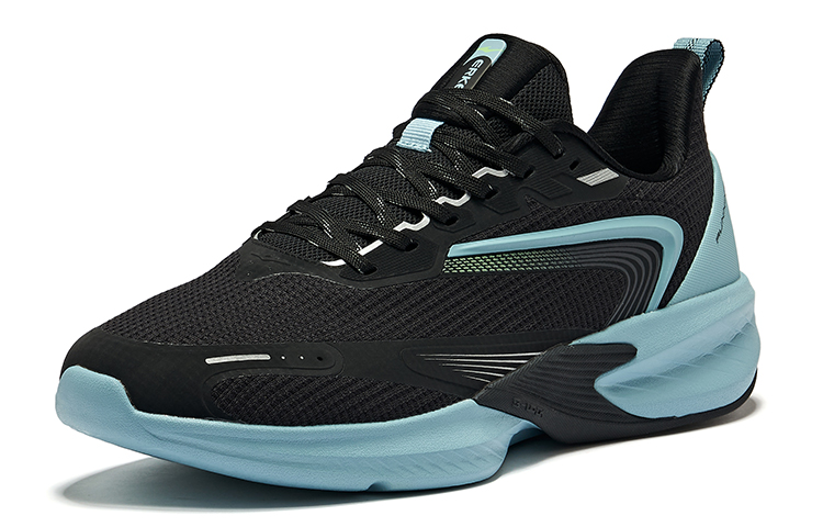 Erke Cushioning Breathable Low top Sprint Running Shoes Men’s Jet Black Nordic Blue