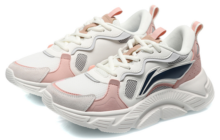 Li Ning Trendy Lightweight Low top Running Shoes Women’s White Gray Pink