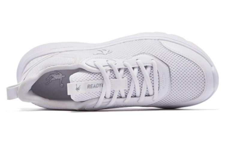 QIAODAN Cushioning Slip Resistant Abrasion Resistant Breathable Lightweight Low top Running Shoes Men’s White