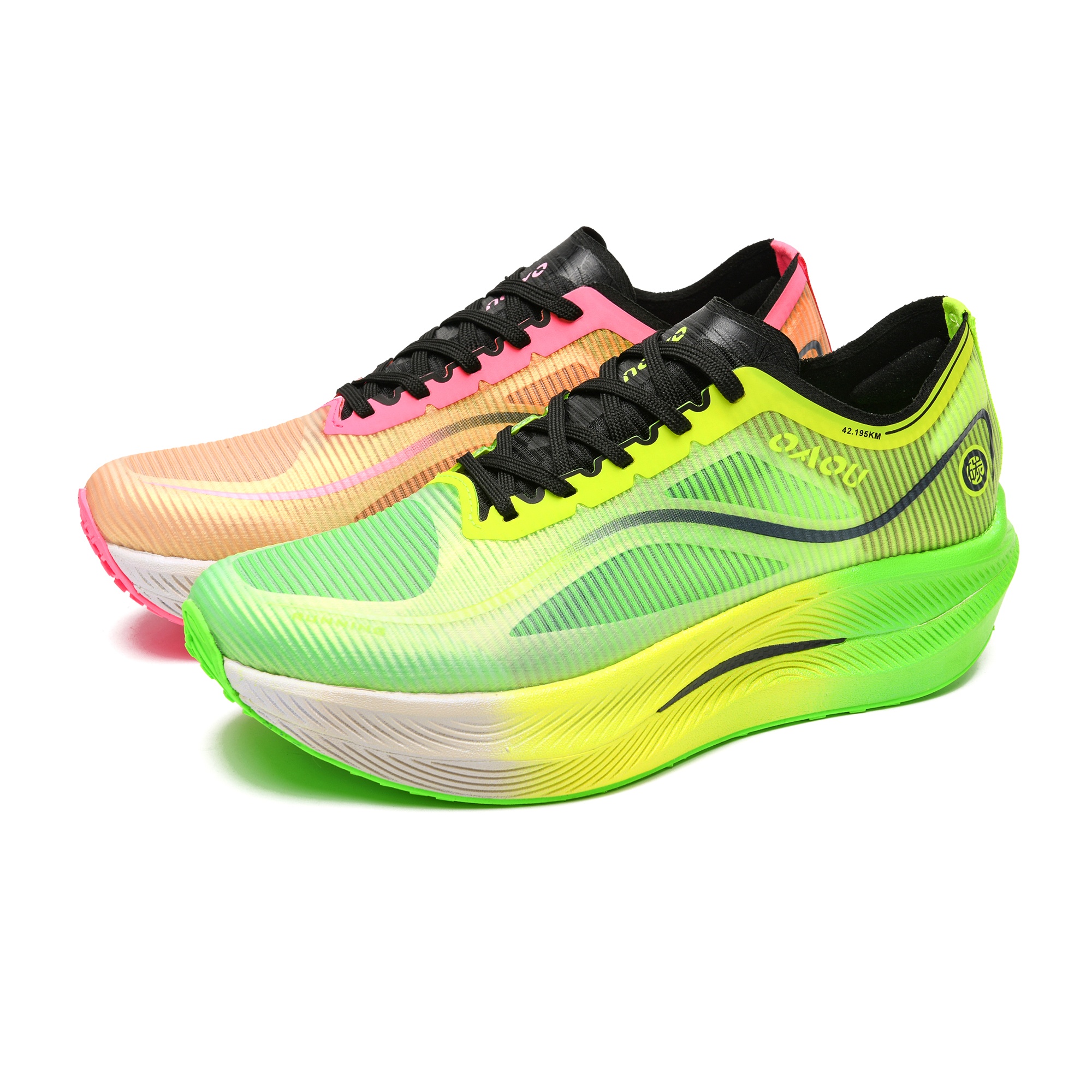 OAOU Somersault Cloud 3.0pro supercritical full-length nylon plate, professional marathon racing, middle school physical examination track and field training, high wear and durability, high rebound propulsion running shoes, same style for men and women, green pink mandarin duck