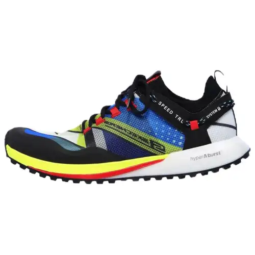 Skechers Go Run Speed Comfortable Cushioning Abrasion Resistant Low top Running Shoes Men's Black Blue