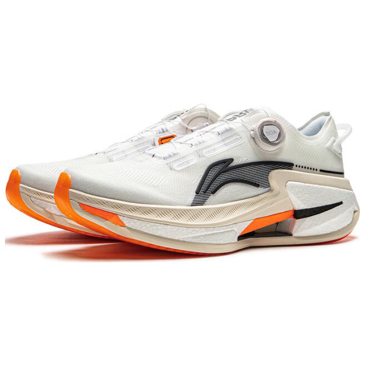 Li Ning Cushioning Slip Resistant Abrasion Resistant Low top Running Shoes Men’s White Black Orange