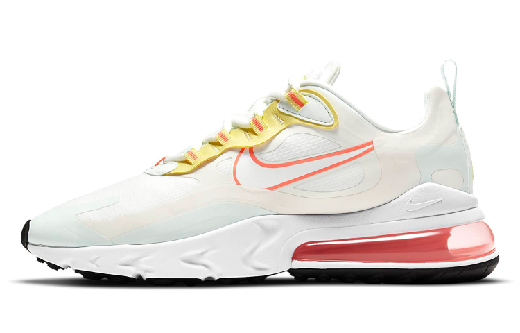 Nike Air Max 270 Retro Mesh Fabric Synthetic Leather Shock Absorbing Low Top Air Cushion Running Shoes Women's White Yellow Pink