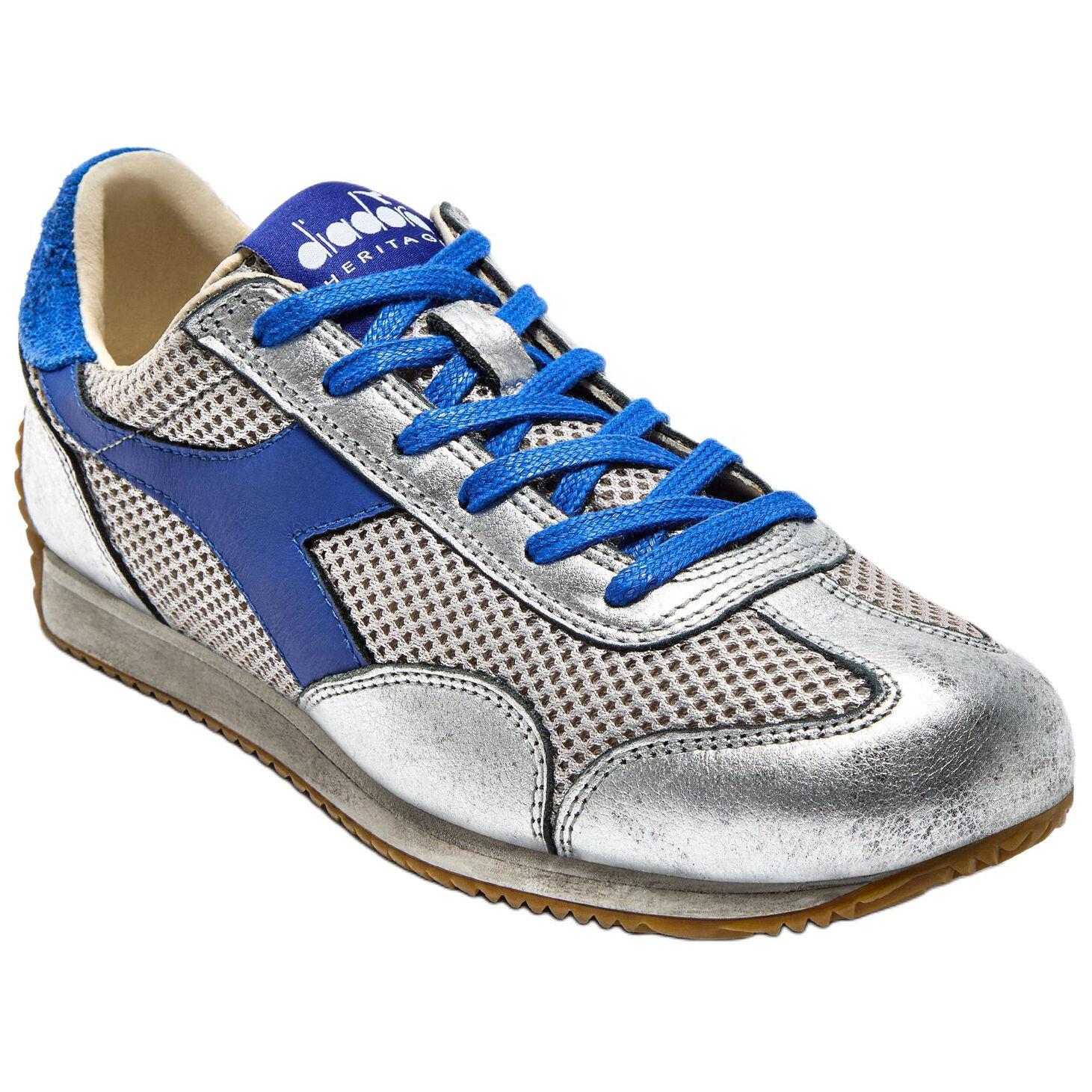 Diadora Heritage Slip Resistant Abrasion Resistant Low top Running Shoes Unisex Silver Blue