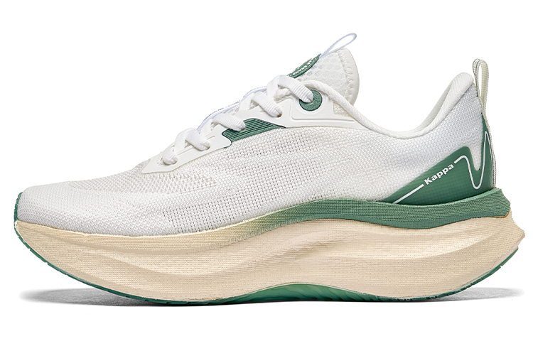 Kappa Cushioning Abrasion Resistant Lightweight Breathable Slip Resistant Low top Running Shoes Unisex White Green
