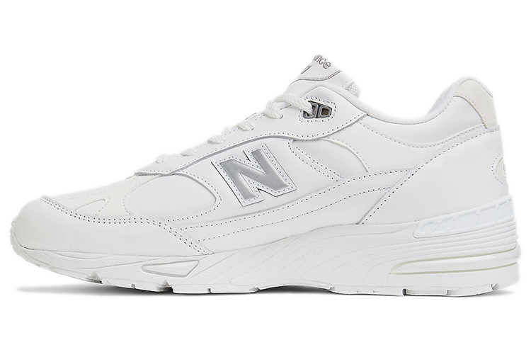 New Balance NB 991 V1 Retro Cowhide Artificial Leather Low-top Casual Urban Commuting Running Shoes Men's Pure White British Version