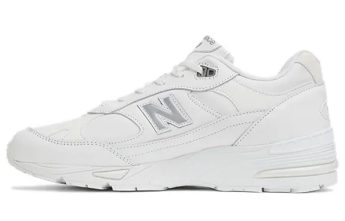 New Balance NB 991 V1 Retro Cowhide Artificial Leather Low-top Casual Urban Commuting Running Shoes Men's Pure White British Version