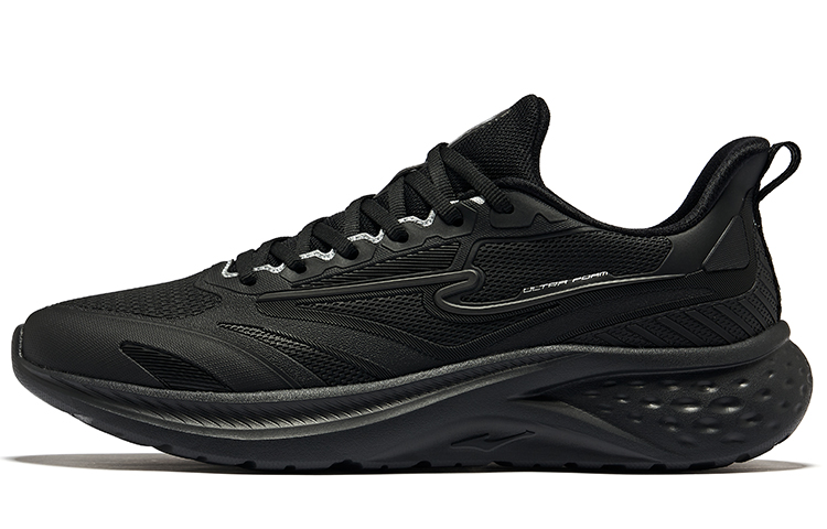 Erke Abrasion Resistant Breathable Abrasion Resistant Breathable Low top Running Shoes Men’s Jet Black Bright Silver