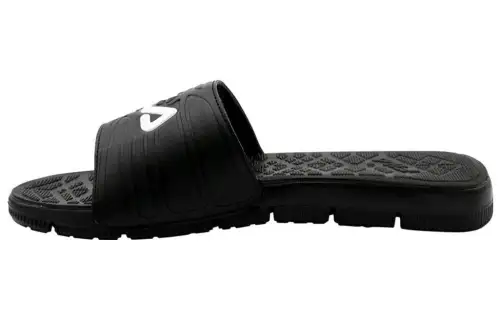 FILA Comfortable Round Toe Rubber Sole Slide Slippers Men's Black