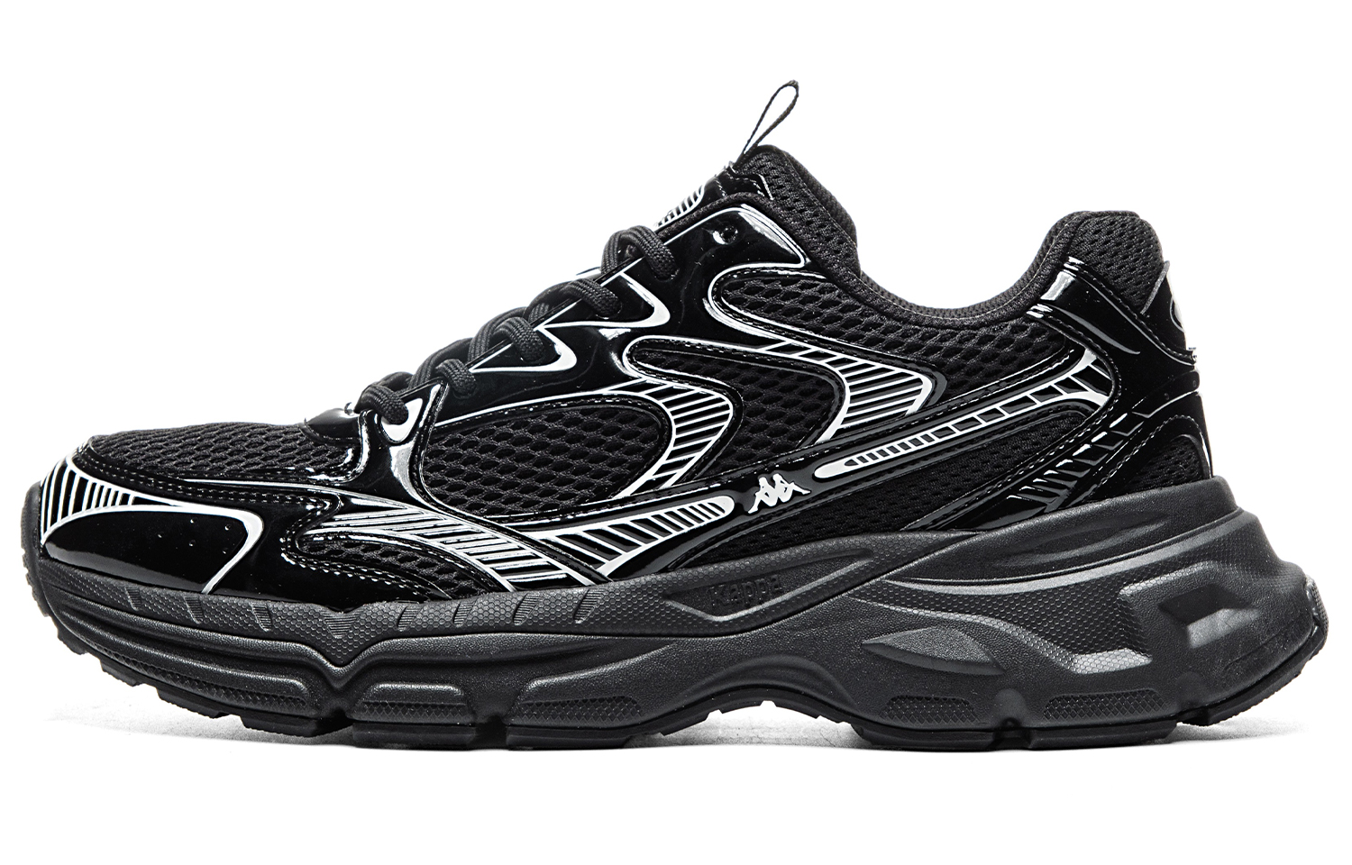Kappa Kappa Hydrogen Rail Thick-soled Fashion Retro Sports Light Rebound Wear-Resistant Breathable Increased Rebound Low-top Running Shoes Same Style for Men and Women Black