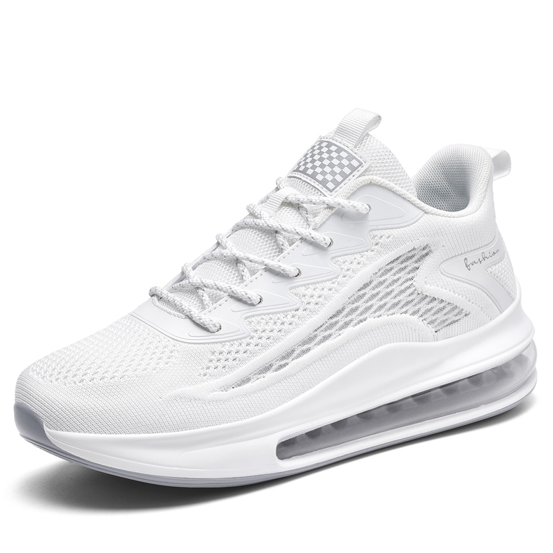 RUIKE Abrasion Resistant Lightweight Height Increasing Low top Casual Running Shoes Men’s White